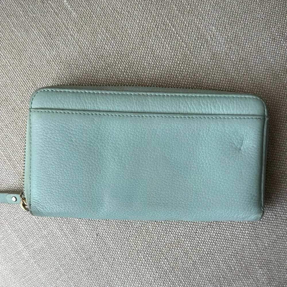 Kate Spade Blue Leather Zip Around Wallet